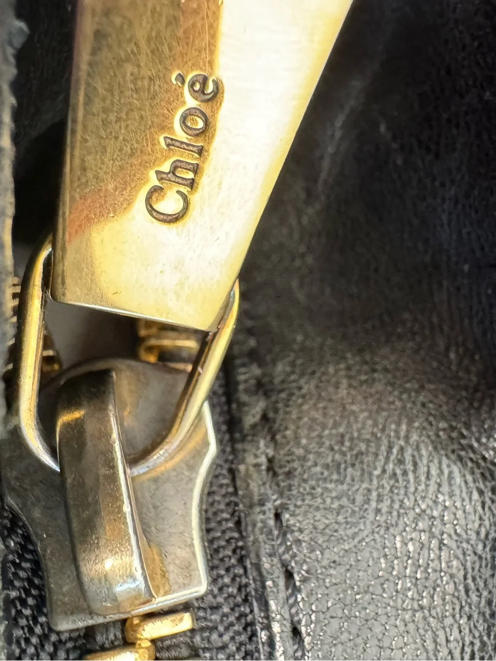 Chloé Vintage Ethel Black Leather Satchel/Crossbody with Gold Hardware with COA